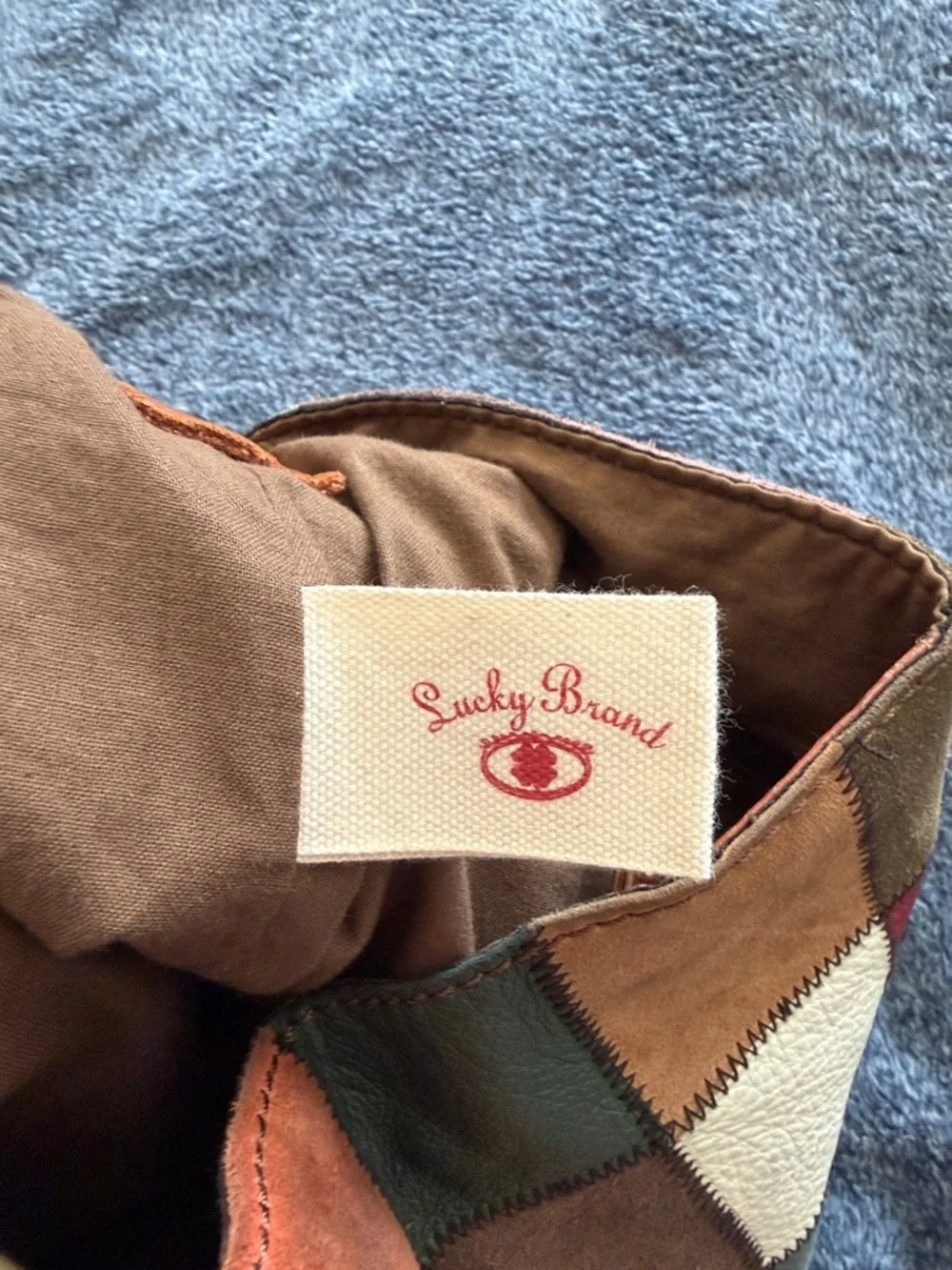 Lucky Brand Y2K vintage leather and suede multicolor patchwork hobo shoulder bag - Picture 10 of 11